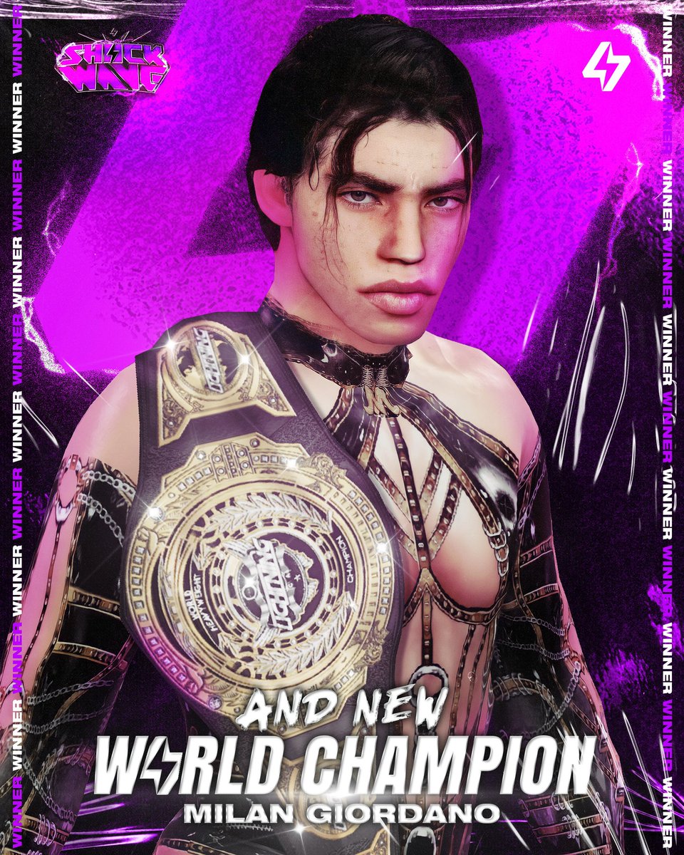 LightningCAW's tweet photo. ANDDDD NEW!!! 👾🌟
Throughout every trial and tribulation, in the face of adversity: these two have managed to achieve the upset and become your Inaugural Women’s Champion, @itsHelenaRose and World Heavyweight Champion, @IAmMiIan! 🏆💜 Congratulations on such an achievement. https://t.co/Ox0UBO4pfN