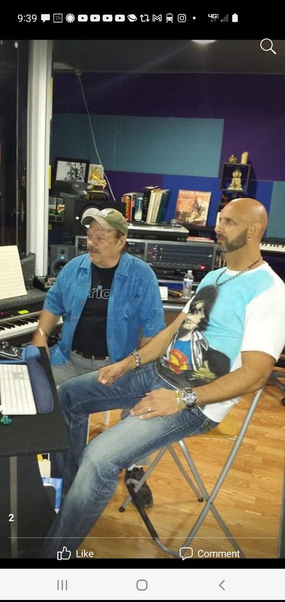 Larry Harlow and Marlow Rosado at the studio on the last recording he co produced and played...