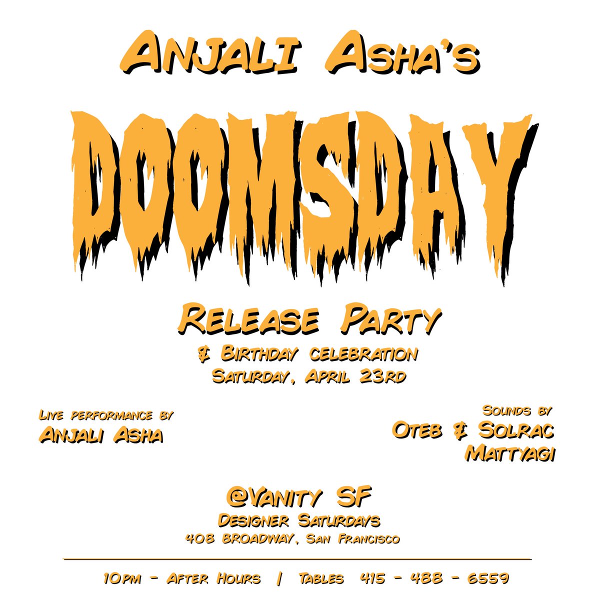 sfdjraj's tweet photo. TONIGHT!!!
Anjali Asha’s 
Record Release &amp; Birthday celebration. Looking forward to seeing our folks! https://t.co/zIvUnWEWc7