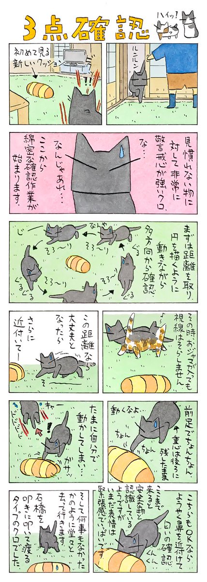 「念には念を」
しっかりたっぷり隅から隅まで確かめて。
きっとクロのモットーは「安全第一」
(久保智昭さんの「猫色スケッチブック」)つづきはこちら⇒https://t.co/ujUisWIzne 
