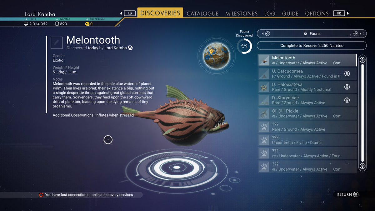 KambaExplorer's tweet image. My wife said he looks like a melon with teeth. #NoMansSky #XboxShare