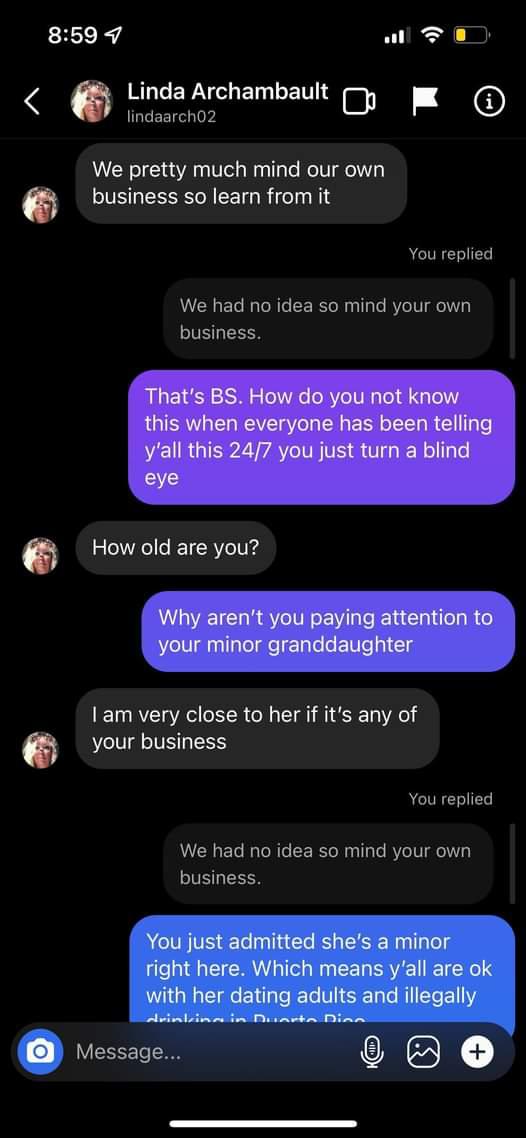 danicohnsdiary's tweet photo. I received these dms from a follow of mine. This is so noxious of ms Linda to complain to people that are concerned for #daniellecohn safety. This lady wants a check for something. Linda you need to see a doctor https://t.co/1pVjt8RbjO