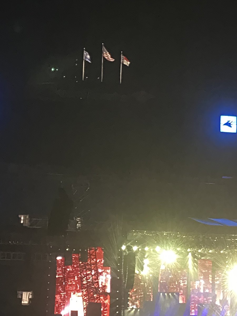 I am at the Billy Joel concert and see the flags waving. Does SC State Flag stay up now that Tepper has seceded from Rock Hill?