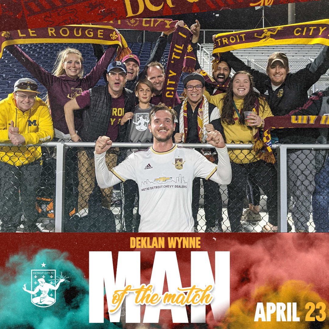 DetroitCityFC's tweet photo. Big game from your Man of the Match, Deklan Wynne!

He was everywhere for Le Rouge tonight, including on the score sheet as he tallied his first goal for Detroit City!

#DCTID https://t.co/xPNxbfTslw