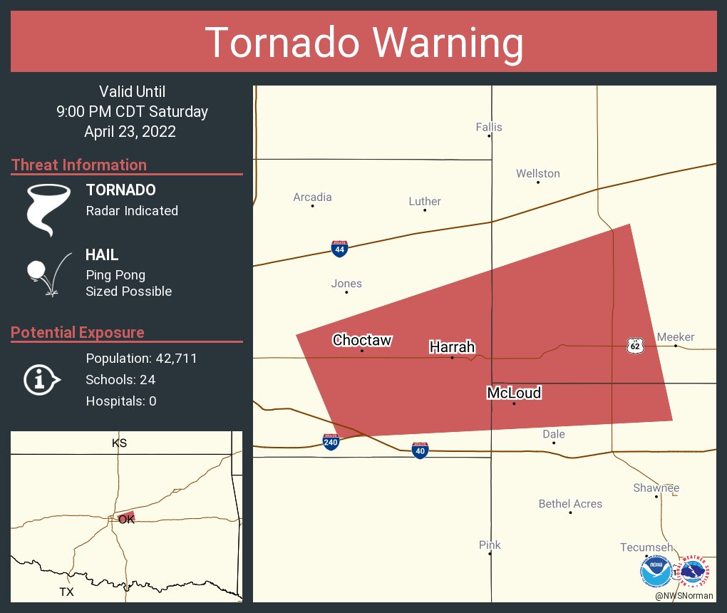NWS Tornado on Twitter "Tornado Warning including Choctaw OK, Harrah