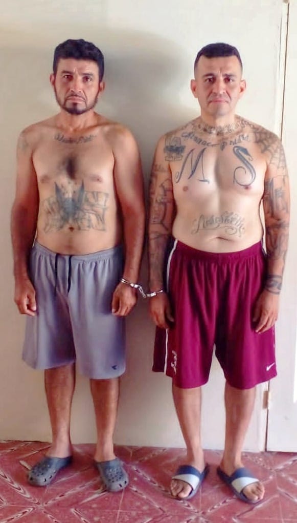 elsalvador's tweet photo. #DePaís | Dos terroristas que mantenían en zozobra a los pobladores de Cerrón Grande y zonas aledañas, en el departamento de #Cabañas, fueron capturados por la @PNCSV. Serán procesados por organizaciones terroristas y otros delitos que le proceso determine. Fotos: PNC https://t.co/5fvSnjnxTl