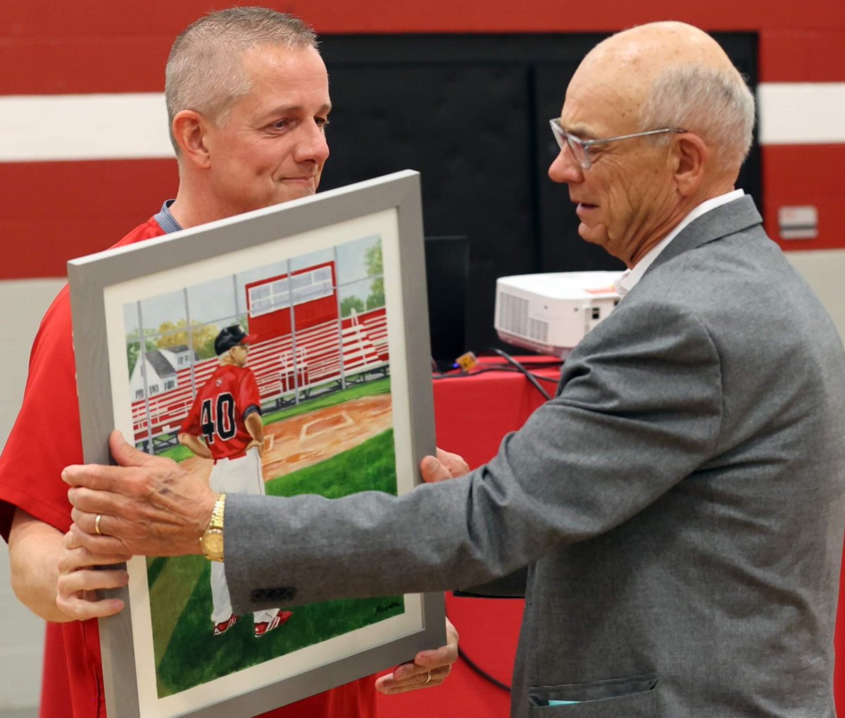 VikingAthletics's tweet photo. A celebration fit for a legend. Thank you to everyone for joining in the retirement of Lou Yacinich tonight‼️🤩 https://t.co/p0qJNIf4Gb