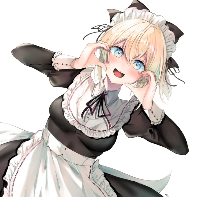 頬ハート×メイド服 風真殿! #VTuber #ホロライブ #風真いろは #いろはにも絵を https://t.co/LKq3avokaS 