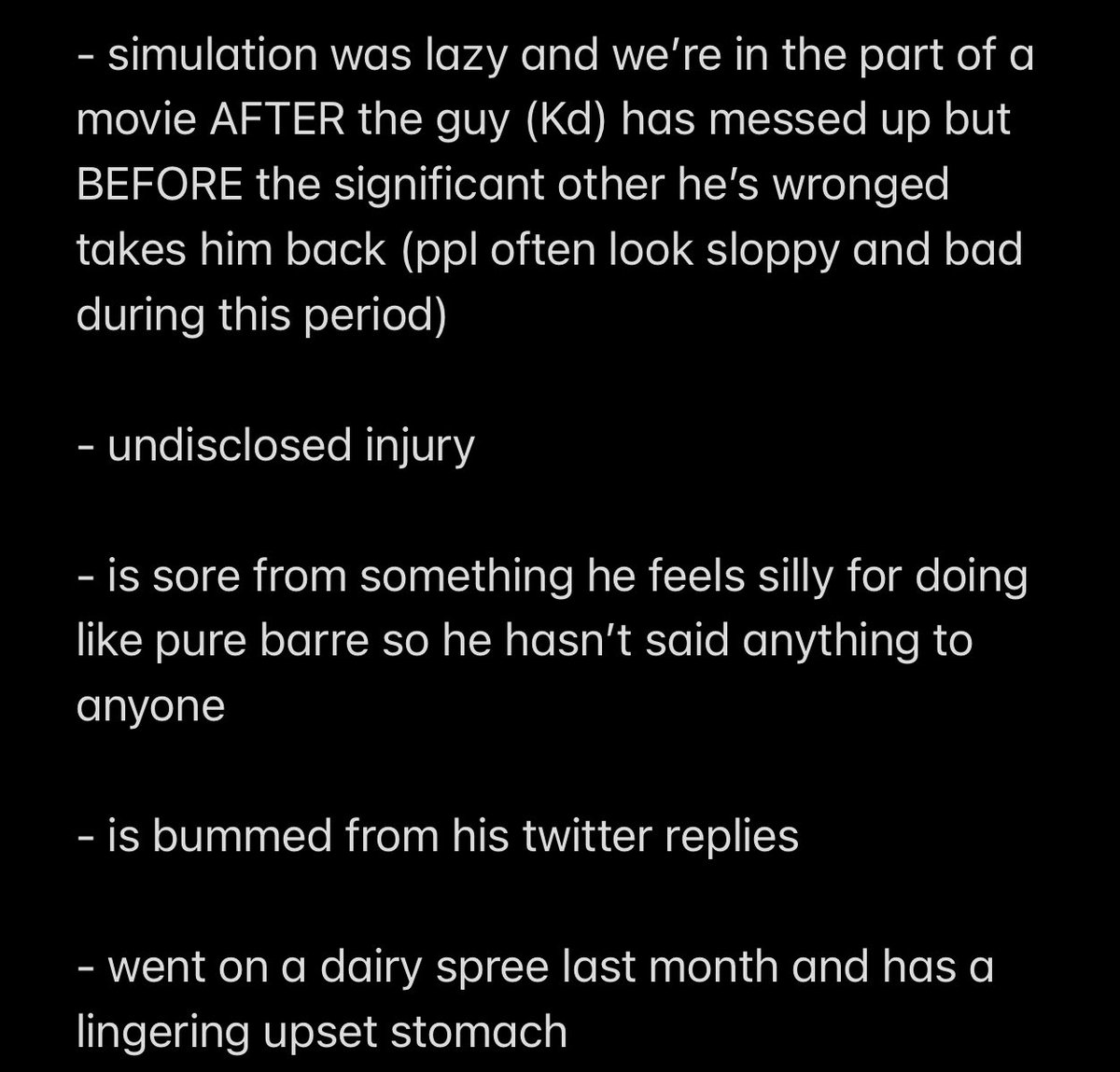 been thinking what might be up with KD