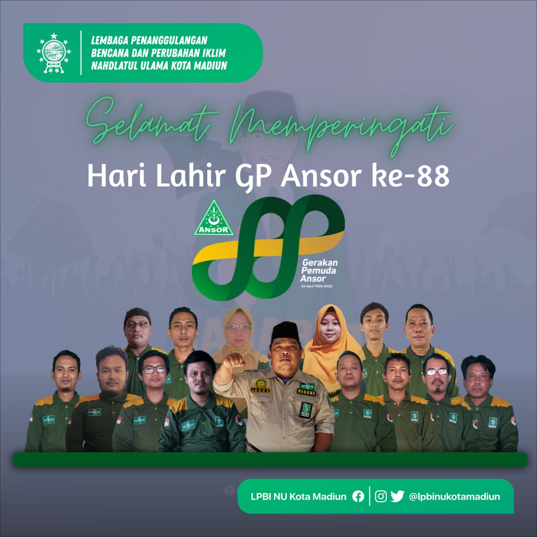 lpbinukotaAE's tweet photo. Selamat Hari Lahir Gerakan Pemuda Ansor ke-88

#harlahgpansor #harlahansor88 #harlah88ansor #harlahansor #harlah88gpansor #harlahgpansor88 #gpansor #gerakanpemudaansor #pemudanu #pemudanahdlatululama #nukotamadiun #pcnukotamadiun #lpbinu #relawannu #lpbinukotamadiun #lpbinujatim https://t.co/nbqGPCjyFQ