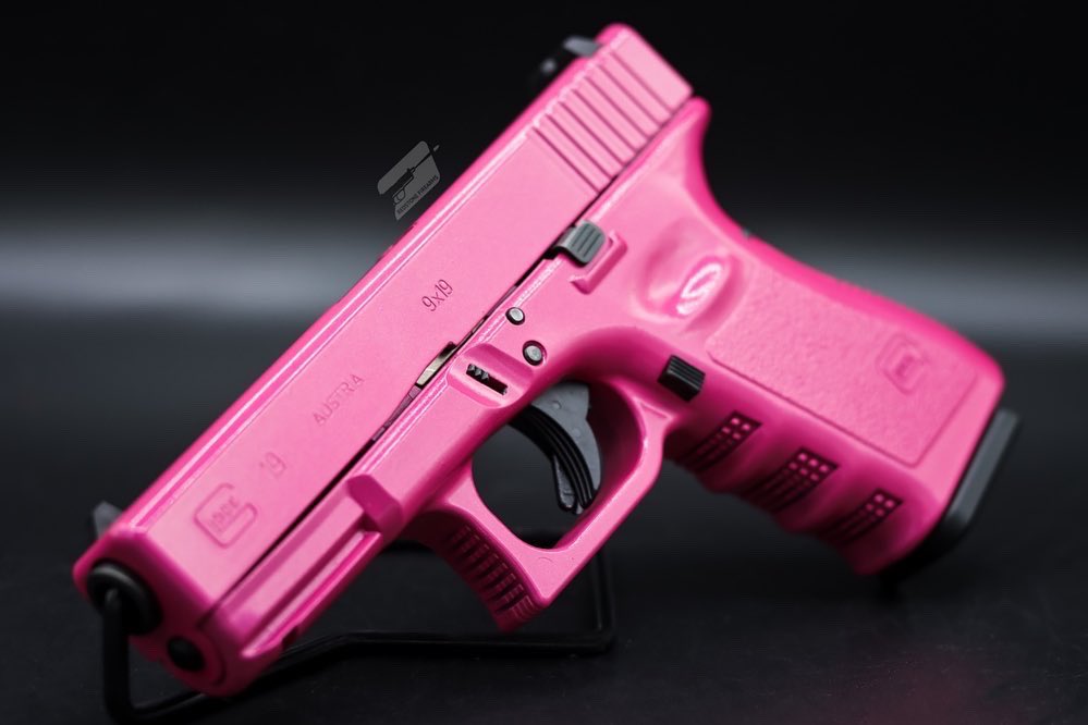 redstonegeneva's tweet photo. Fresh out the Redstone #cerakote room is this Glock 19 that’s coated with Sig Pink with #Guncandy clear coat. Personal style can meet self defense —> as us how! https://t.co/ZHWItUmy40