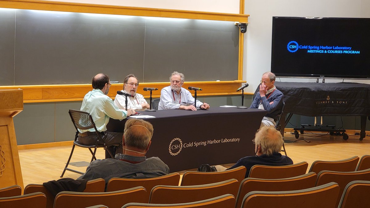 ErikStrickerPhD's tweet photo. This Week in Virology (#tmiv) with @davidbaltimoree John Coffin and Harold Varmus at Cold Spring Harbor #cshlhist22 Tune in for some great science! https://t.co/pTOncrYEJ5