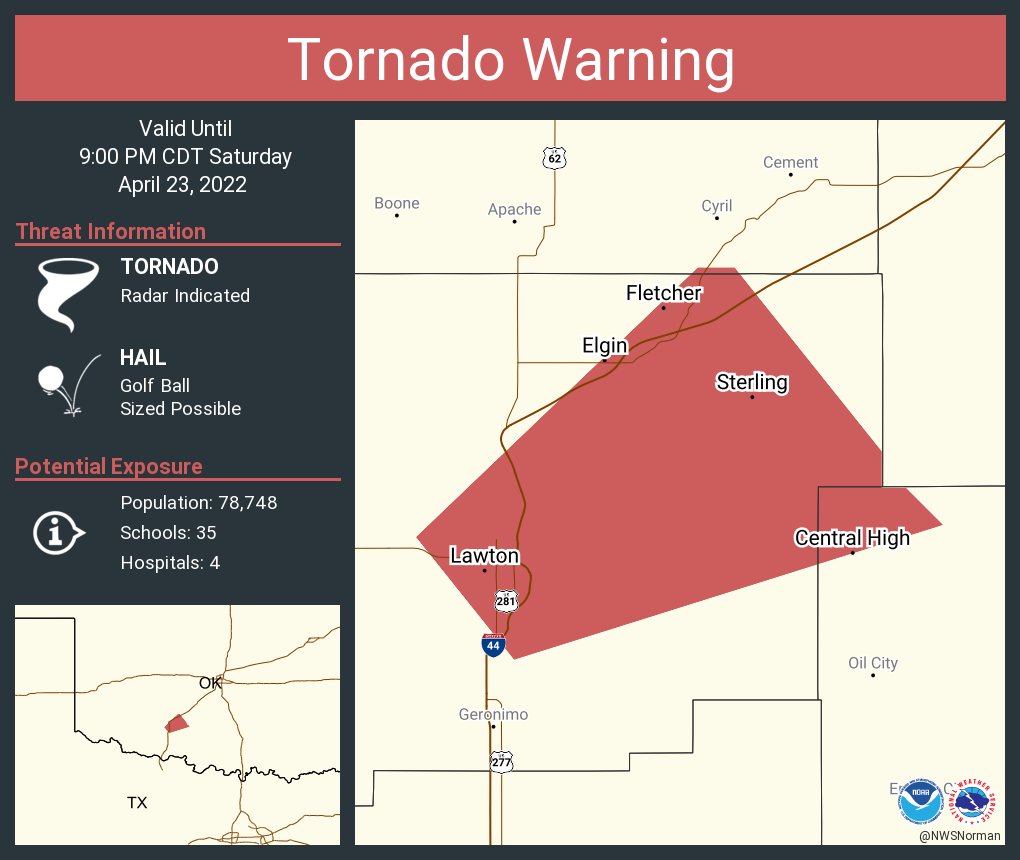 NWS Tornado on Twitter "Tornado Warning continues for Lawton OK, Elgin