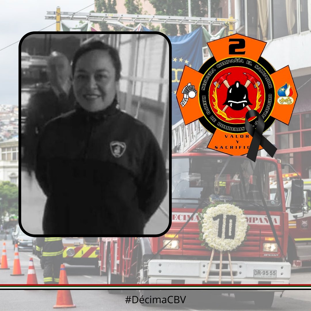 Decima_CBV's tweet photo. MARTIR 🕊️| Enviamos nuestras más sinceras condolencias, a la Segunda Compañía "El Salvador" y al Cuerpo de Bomberos de Diego de Almagro, tras el fallecimiento de la Bombera Claudia Nevenka Mondaca Acevedo (Q.E.P.D.), convirtiéndose en la Mártir N°328 de Bomberos de Chile. https://t.co/NipXhjmvWm