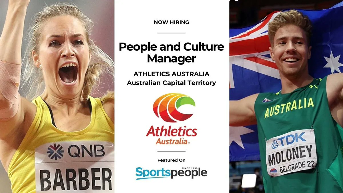 SportspeopleAU's tweet photo. [NOW HIRING] People and Culture Manager - @AthsAust. Melbourne location. Full Time. Closing 29 Apr 2022. Apply@ https://t.co/GzMzdE9CmR
(see more peak body jobs: https://t.co/0uCkPejP2j) #sportspeople #sportjobs #ThisIsAthletics #AthsTogether https://t.co/1qCCgNFAuW
