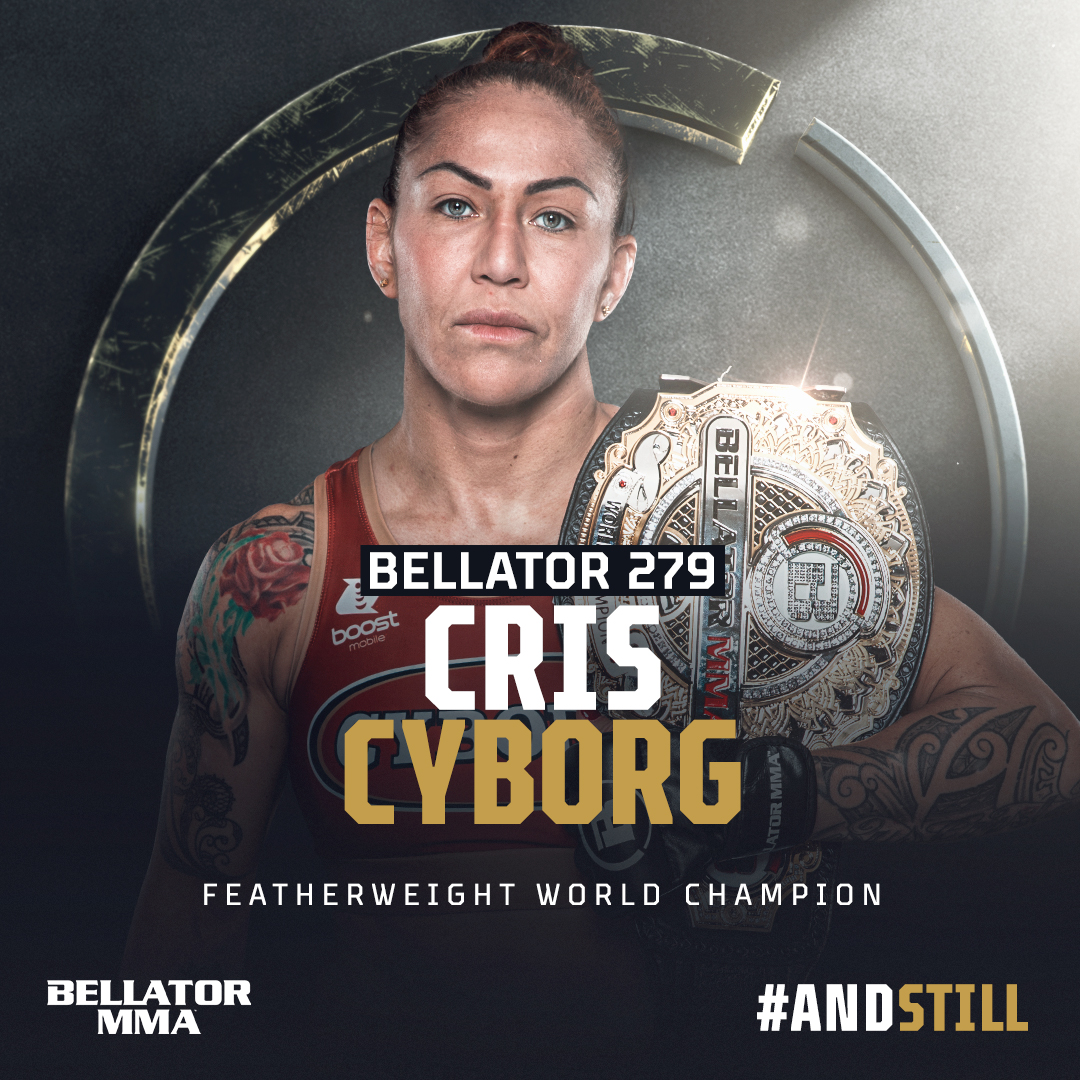 🇧🇷🦾 #AndStill | Bellator Featherweight World Champion, <a href="/CrisCyborg/">CrisCy₿org.Com</a> takes down Arlene Blencowe in Hawaii, defending the gold for a historic fourth time.

#Bellator279
