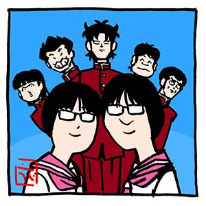 うーしろ指さーされ組〜いつもどこかに阿佐ヶ谷姉妹

#いつもどこかに阿佐ヶ谷姉妹 #阿佐ヶ谷姉妹 
#少年ジャンプ #ハイスクール奇面組 #3年奇面組
#芸人 #イラスト #ファンアート #FANART 