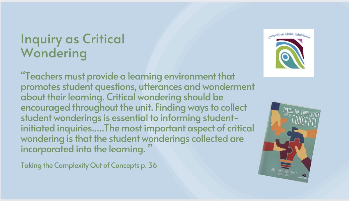 Inquiry involves students's questions, wonderings, theories and interests. Educators find ways to collect these and incorporate them into the learning.  Ask students "How can you find out?" There is not point collecting and displaying questions if nothing is done with them.