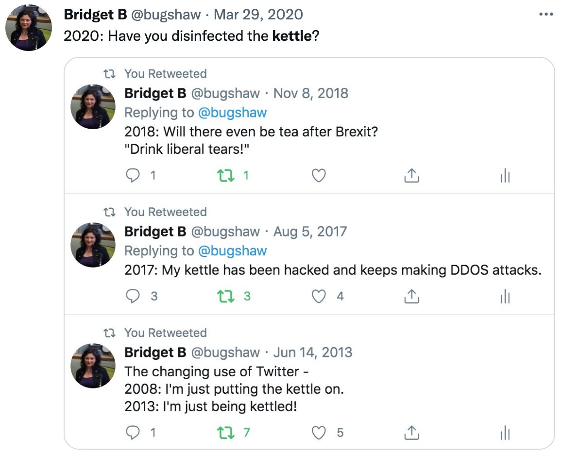 2022: I cannot afford the electricity for the kettle, also I cannot afford tea.