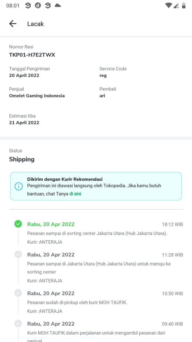 arijuly31's tweet photo. @anteraja_id hi min tolong dicek paket saya dg no resi TKP01-H7E2TWX (rekomendari kurir tokopedia) sudah 4 hari tidak sampai2 https://t.co/GfovtXGo2w
