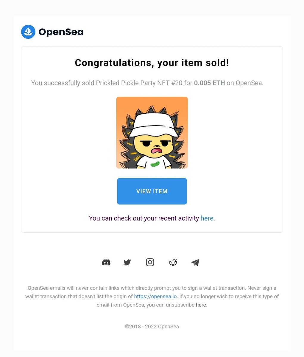 Our amazing friendo, @crypticism88 who is also an AMAZING artist became ANOTHER prickle's forever home!!🥺🦔 Thank you so so much for your support friendo, this means the world to us that an amazing human bean like you is supporting us till the end!!🦔🦔🦔 #NFTCommunity