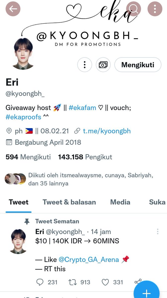 deni2gs's tweet photo. @kyoongbh_ @Crypto_GA_Arena RT and follow @kyoongbh_ https://t.co/35XgbJtGzt