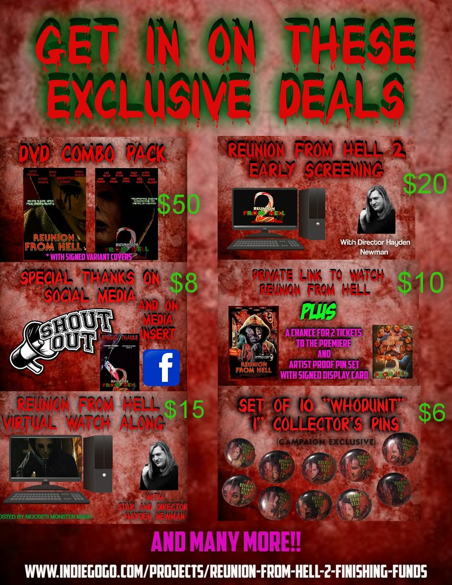 hellreunion2's tweet photo. New and modified Perks!!!! Check em out below
📣CONTRIBUTE HERE 📣
https://t.co/ZoINWSdsMX

 #lgbtqhorror #lgbtqpride #slasherfilms #slasher #slasherhorror #nightmareonelmstreet #christmashorror #screamqueen #horrorcommunity #indiegogo @bghorror #SupportIndieFilm @PromoteHorror https://t.co/5Ig37T5pQO