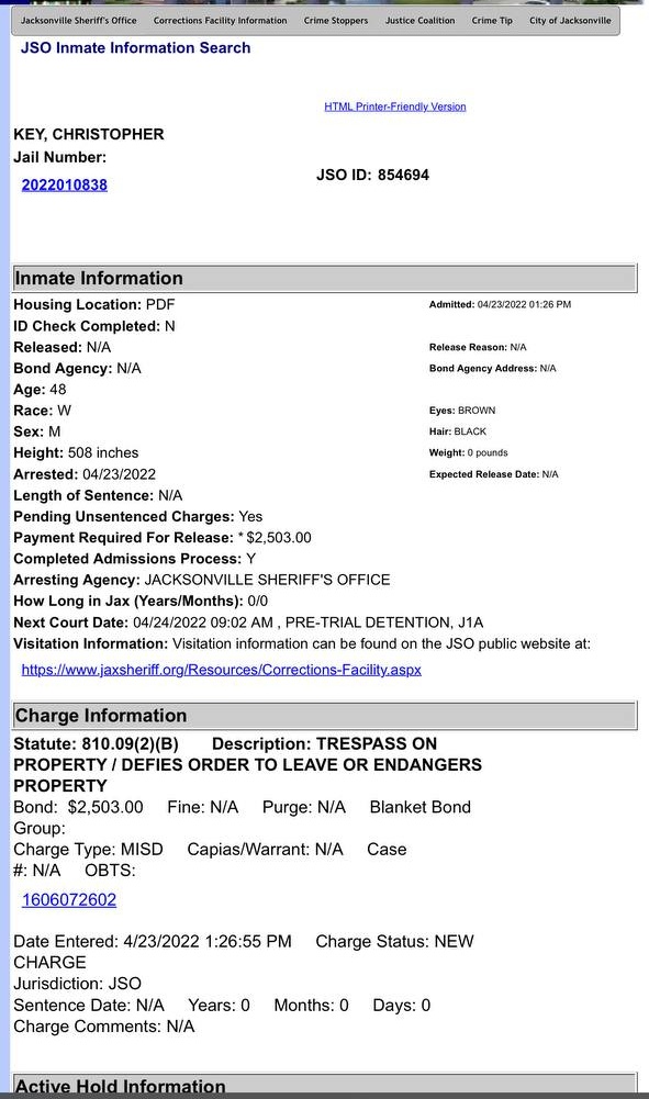 nmewrath's tweet photo. Apparently, Christopher Key, the urine-injecting, chlorine dioxide pushing "Vaccine police" was kicked out of the "Take Action for Freedom" quack doctor and anti-science event in Jacksonville, FL and arrested for trespassing.
Guess the quacks draw the line at urine therapy π€·ββοΈ https://t.co/ddcR2W30pm