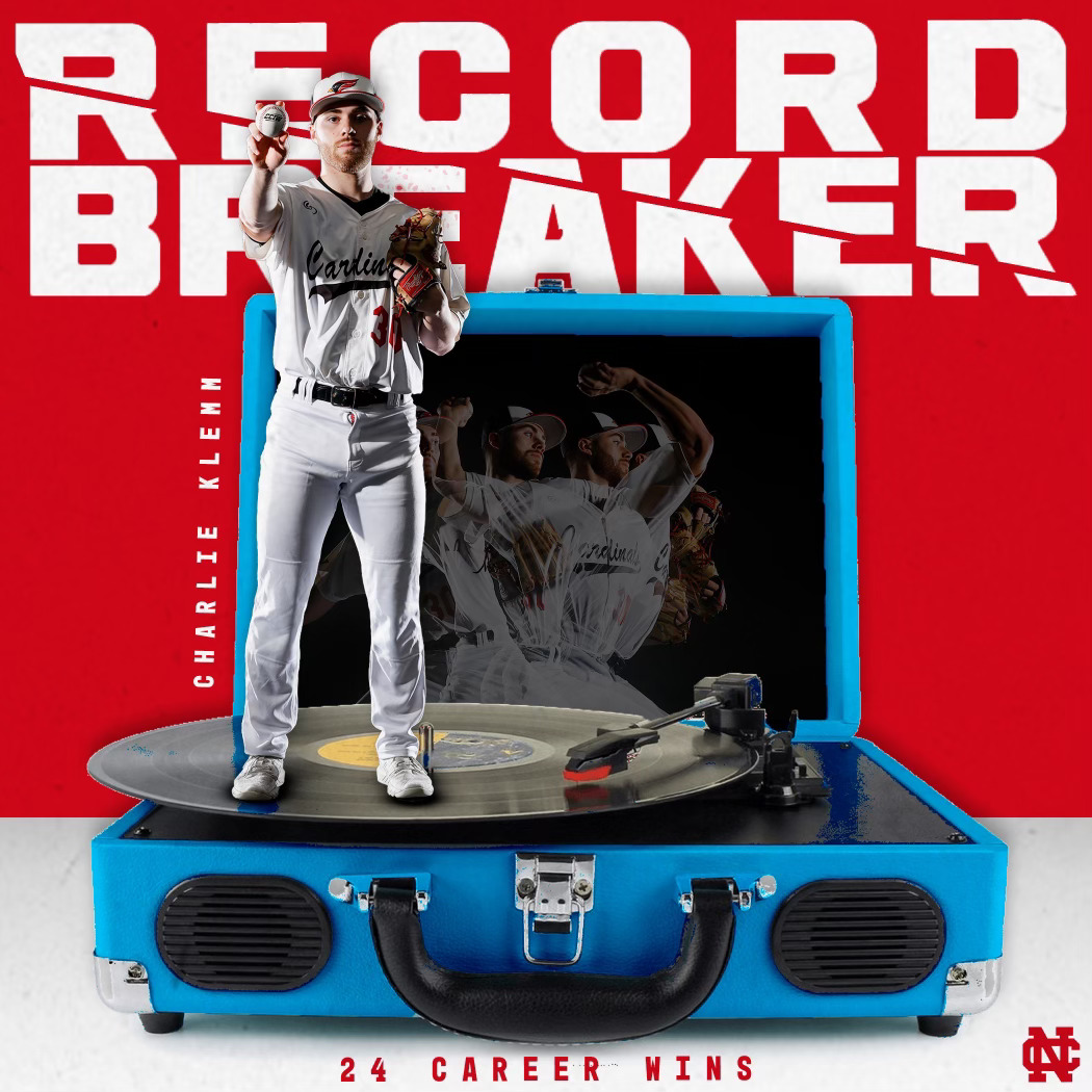 Congrats to <a href="/nccbaseball/">NCC Baseball</a>'s Charlie Klemm on breaking a 35-year-old program record by earning his 24th career win in game one of the Cardinals sweep over Augustana on Saturday! #WeAreNC #W2W