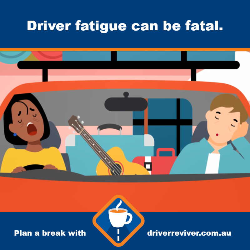 DriverReviverAU's tweet photo. Fatigue can reduce attentiveness, slow a driver’s reaction times and affect judgement – all of which can result in catastrophic consequences.

Plan a break at a Driver Reviver site to rest and revive while enjoying a free Bushells cuppa and Arnott's biscuit. https://t.co/CuxqPdvciK