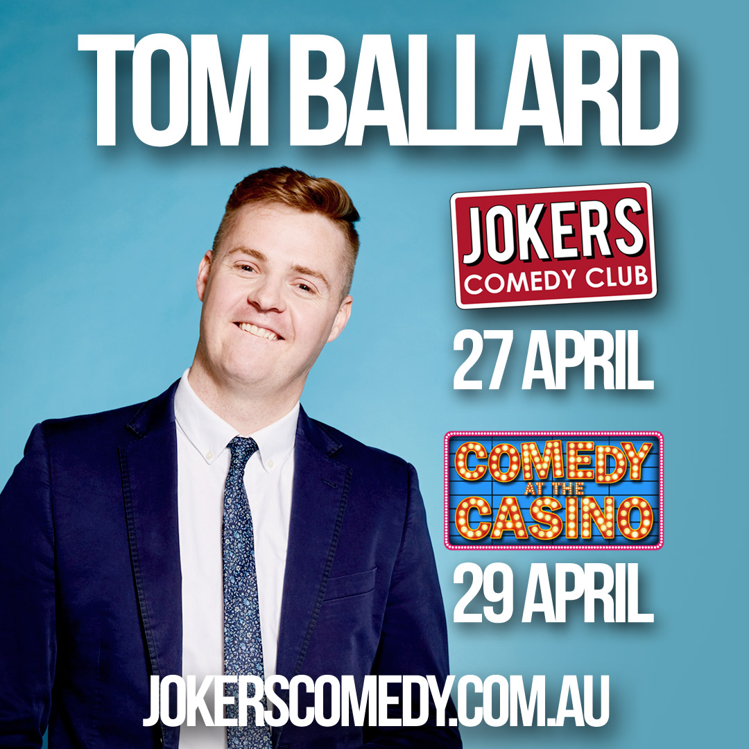 Jokers_Hobart's tweet photo. THIS WEEK! @TomCBallard joins us for TWO BIG NIGHTS of fun. 
WED: 7.30pm, Jokers Comedy Club, NewTown
FRI: 8pm, @WrestPointTas 
BOOK NOW! https://t.co/8JcOI2zZDY https://t.co/DNr4XIWTYG