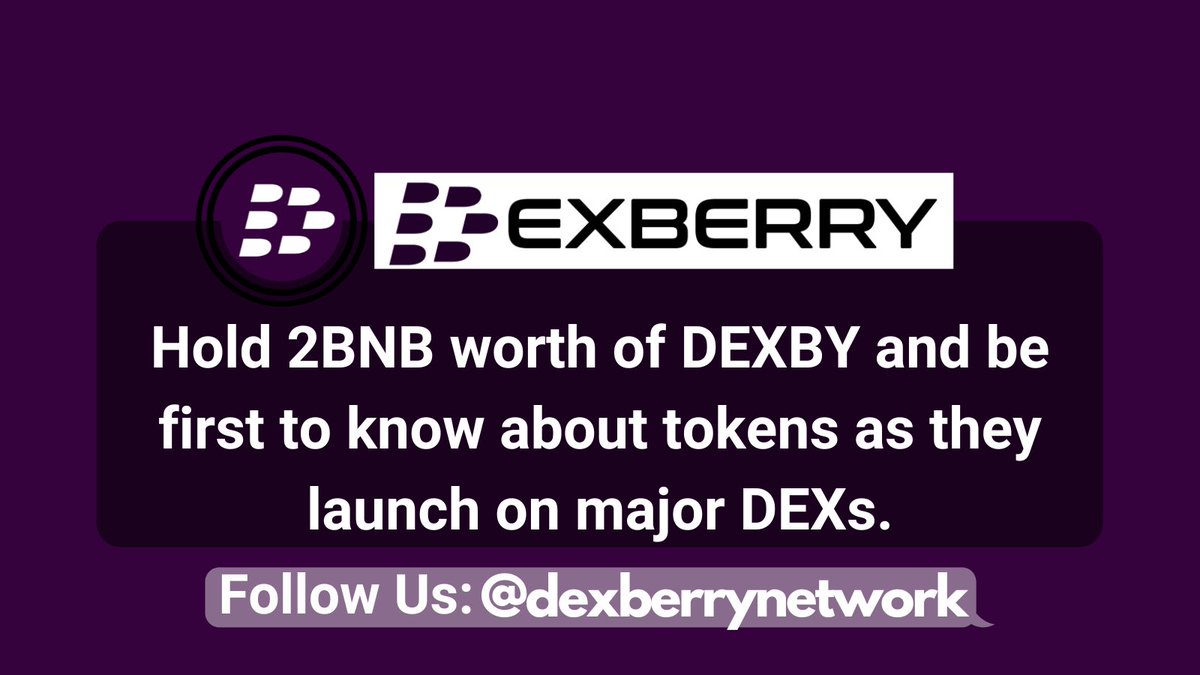 dexberrynetwork's tweet photo. Hold 2BNB worth of DEXBY and be first to know about tokens as they launch on major DEXs.

More : https://t.co/Cb4oFO6XfO

To enter: @dexberrynetwork

 🟡 follow us
 🟡 drop your Art wallet in comment
 🟡 retweet, like

#Dexaggregator #NFTCommunity #Launchpad #Bitcoin #crypto https://t.co/wAHHfabH2n