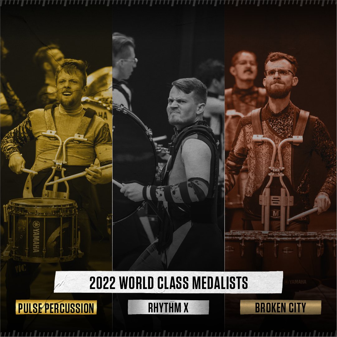 FloMarching's tweet photo. Your 2022 WGI Percussion World Class medalists! 🏆 https://t.co/uU6dpUsjMM