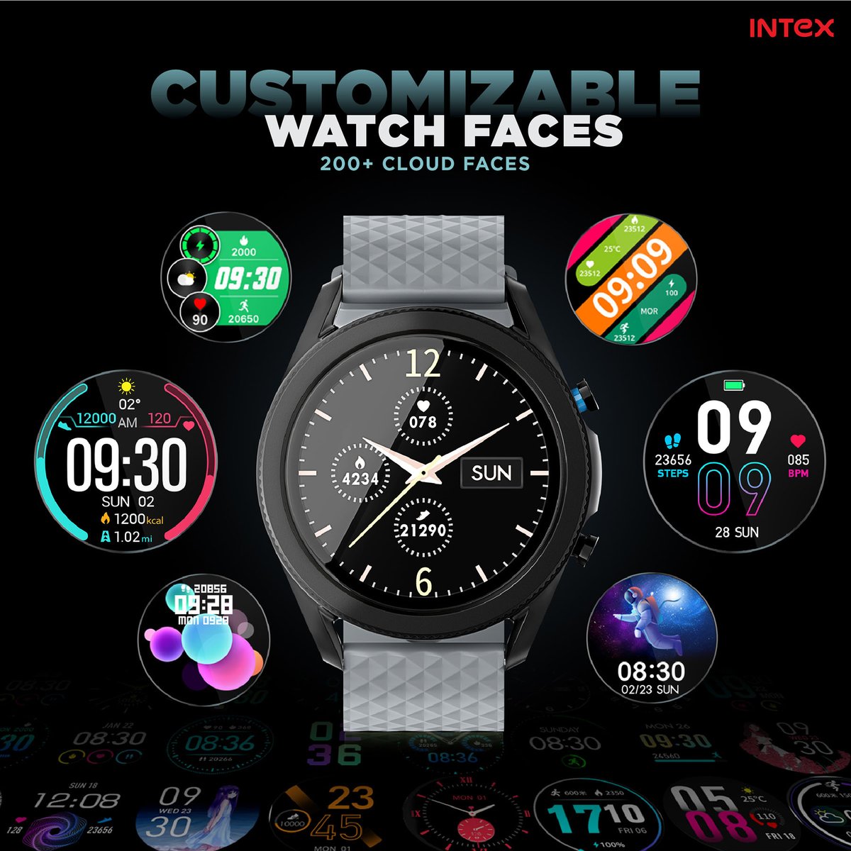 IntexBrand's tweet photo. Match your weekend outfits with your customisable #cloudwatchfaces on your #fitristactive #smartwatch. You don't wanna miss this one. Get it today: https://t.co/ArONsbusvm #intex #intexian #intexaholic #intexsmartwatch https://t.co/3hku5WW4BF