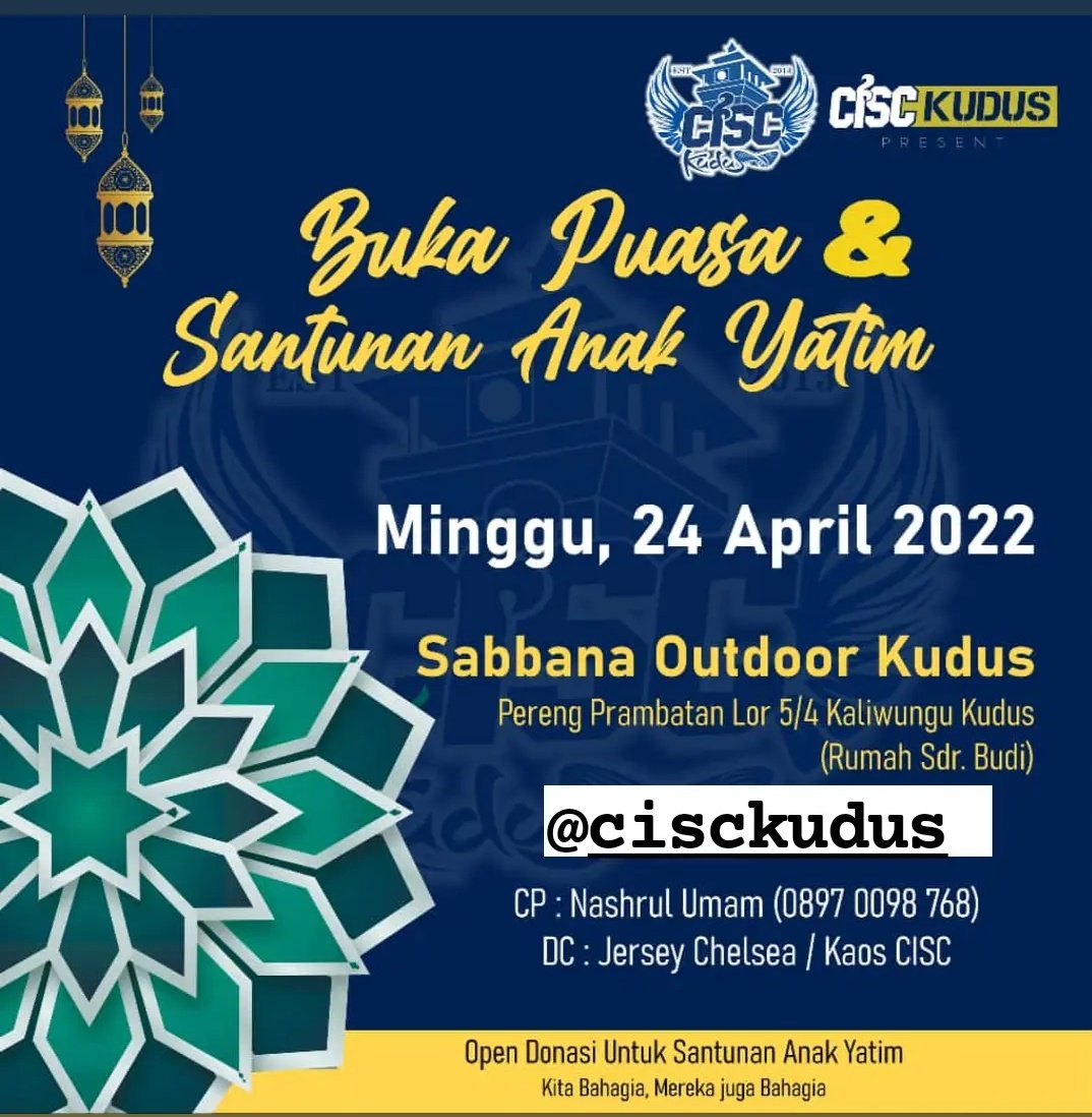Semoga lancar acara nanti malam, dan berkah barokah, terima kasih kepada para donatur smoga amal panjenengan kelak menjadi amal yg shaleh, aamiinn... <a href="/CISCkudus_/">CISC Kudus</a>