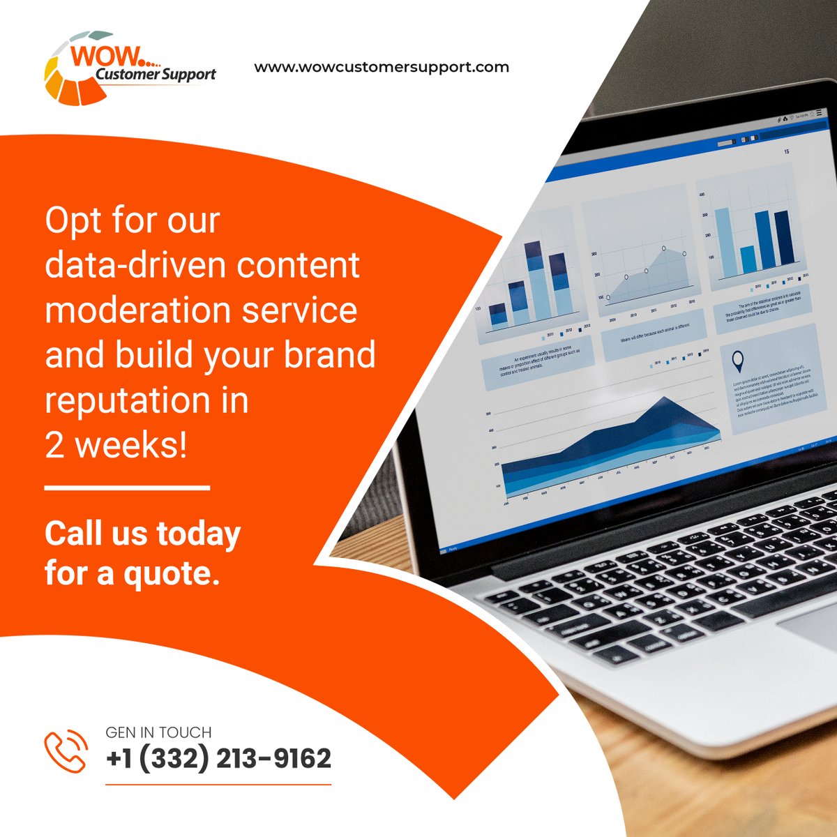 wowcsservice's tweet photo. "Opt for our data-driven content moderation service and build your brand reputation in 2 weeks! At Wow Customer Support, we deliver top-notch content moderation services. https://t.co/jL5XexA9eF https://t.co/PXI6u97CiV