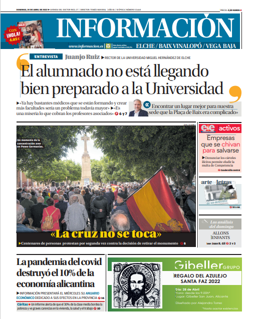 informacion_es's tweet photo. ¡Buenos días! Aquí tienes la portada de hoy en la edición de #Elche:
🔹El alumnado no está llegando bien preparado a la Universidad
🔹La pandemia del covid destruyó el 10% de la economía alicantina
Más en https://t.co/gfpjxzngyh https://t.co/pYhGc6hkGJ