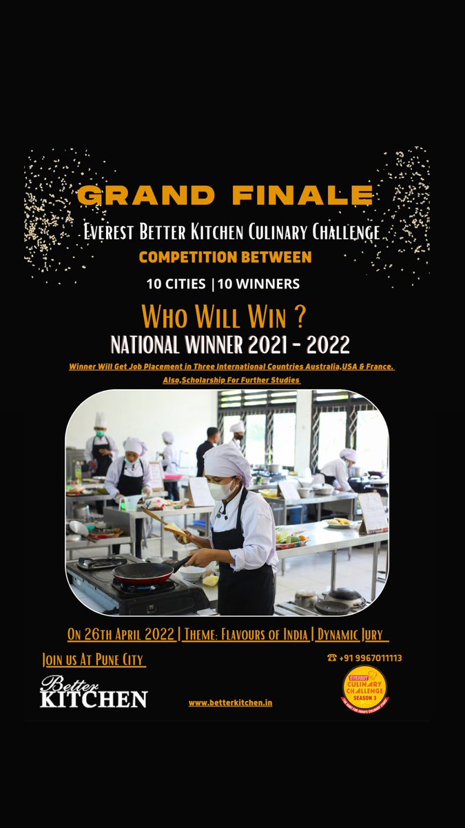 #JoinUs in Cheering Up our Participants!
#PuneCity

On #TUESDAY 26th #April,2022 #Winner will get #JobPlacement in three Different #INTERNATIONAL #Countries #Australia #USA
#France
Also, #Scholarships for #FurtherStudies <a href="/DPUPune/">Dr. D. Y. Patil Vidyapeeth, Pimpri, Pune</a> <a href="/Ektabhargava2/">Ekta bhargava</a> <a href="/everestspices/">Everest Spices</a> #everestbkcc #win