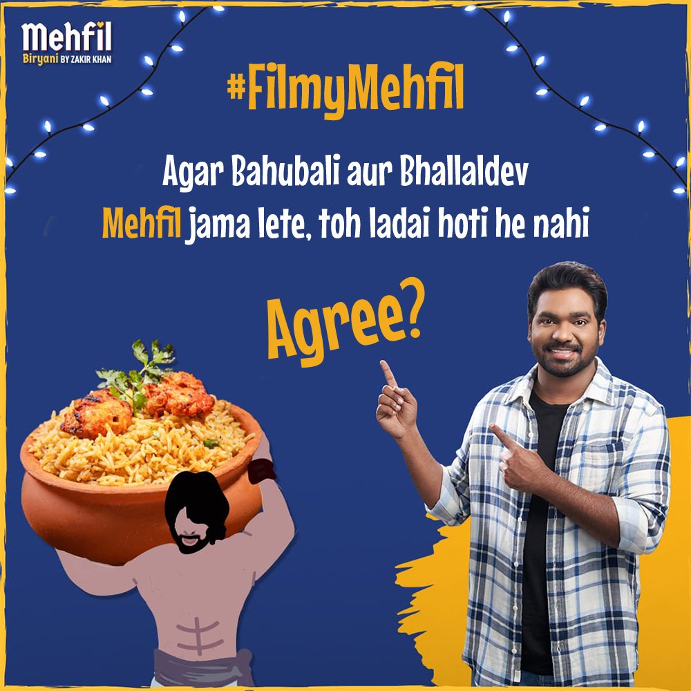 Why fight? Just have Mehfil Biryani and chill.

Delivering now in 30+ cities. Order on BigSpoon app, also available on Swiggy &amp; Zomato (link in bio) 

Enjoy 60% off on ordering any #MehfilBiryani (TCA*)

#BiryaniMubarak

#mehfil #FilmyMehfil #bahubali #movieaddicts #Tollywood