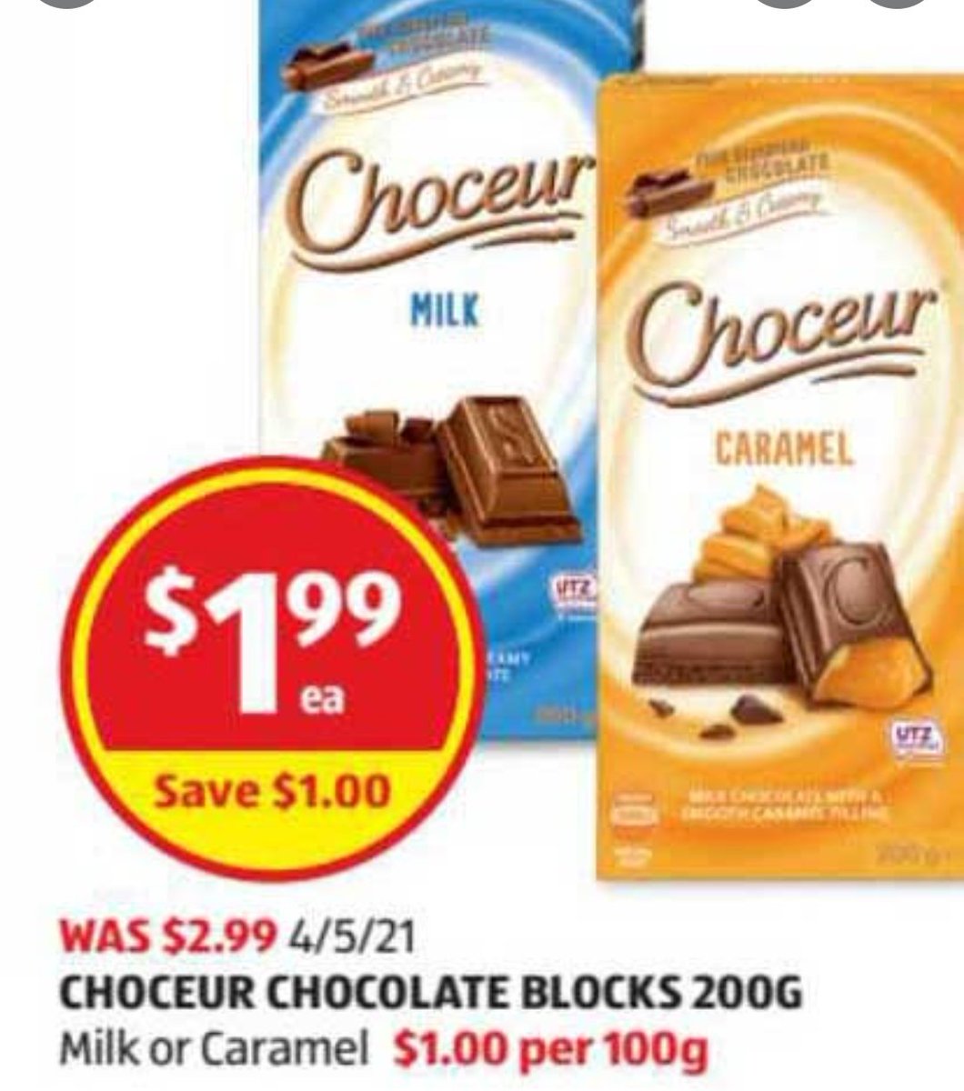 Squidling101's tweet photo. Just noticed that ALDI downsized their chocolate and are charging the same price...
Still cheap but that's pretty deceptive, 20g less is the equivalent of charging you 66% more. @ALDIAustralia #activism https://t.co/TW8UwxmfkM