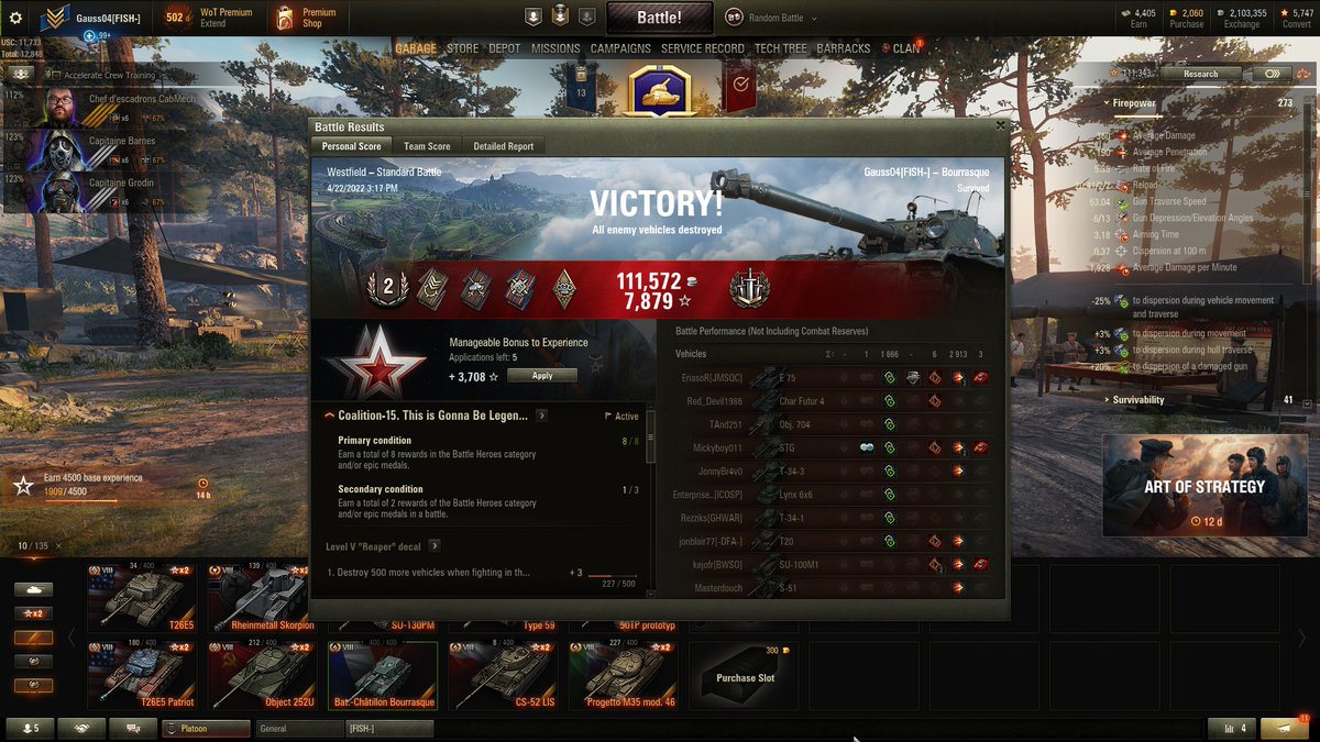 MathgasmNet's tweet photo. @worldoftanks IGN: Gauss04
Vehicle:  Bat.-Châtillon Bourrasque
Base XP:  1236
Server:     NA
Earned 2nd class https://t.co/2ynRMBe25Q