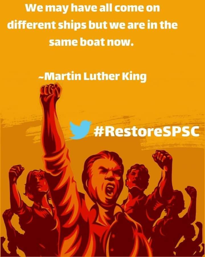 JunejoSada's tweet photo. We may have all come on different ships but we are in the same boat now.
~Martin Luther King 
Request to #PPP leadership &amp; @SindhGovt1 and @BBhuttoZardari kindly restore the #SPSC. 

#RestoreSPSC https://t.co/d1yrvxzzCC