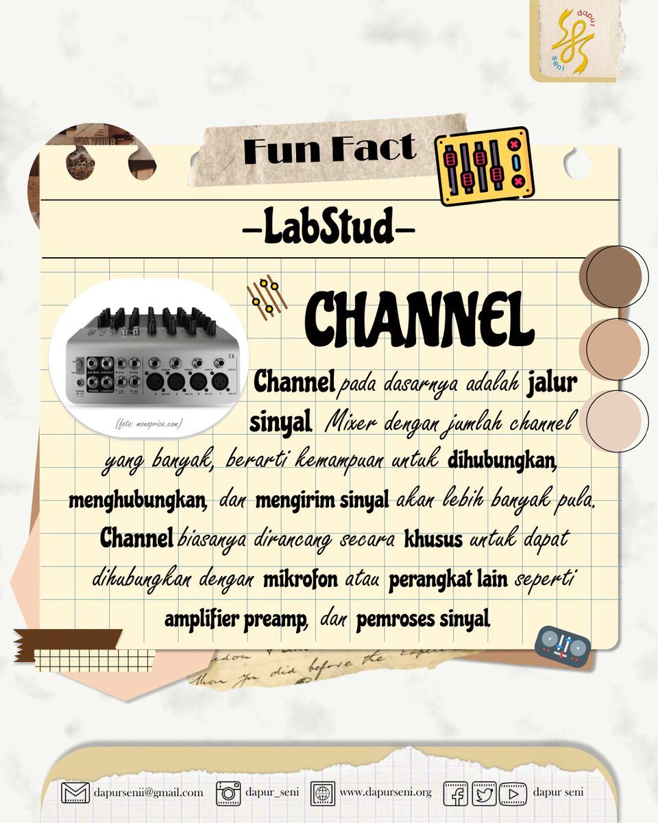 dapurseni's tweet photo. [FUNFACT SENI]

Hai Fellas!🙋🏻‍♀️🙋🏻‍♀️

Main musik tapi ingin mengoprek nada atau bermain dengan sound?
Yuk coba pelajarin istilah-istilah yang kerap ditemui saat menggunakan MIXER AUDIO!

#FunFactSeni
#FunFactLabStud
#DapurSeni2022 https://t.co/GRqtJKZcQ5