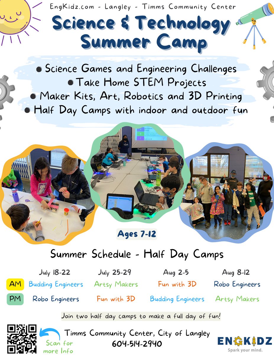 Do you know any 7-12 year olds who love to build things, like to tinker with technology and explore science? EngKidz STEM summer camp is the perfect place for them to express themselves! @ Timms Community Center engkidz.com.
#langley #kidsactivities  #summercamp