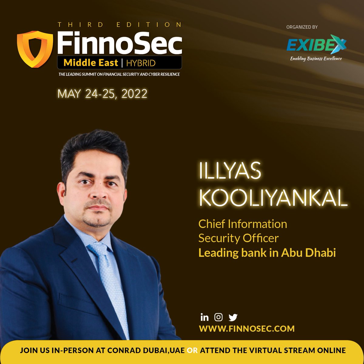 finnosec's tweet photo. #MeetOurSpeaker #Finnosec Speaker Announcement!!!

It is with excitement that we announce Illyas Kooliyankal || Chief Information Security Officer, Leading Bank in Abu Dhabi as a speaker at this year’s Hybrid edition of the FinnoSec #MiddleEast 2022 Summit. https://t.co/4btDW3d1HA