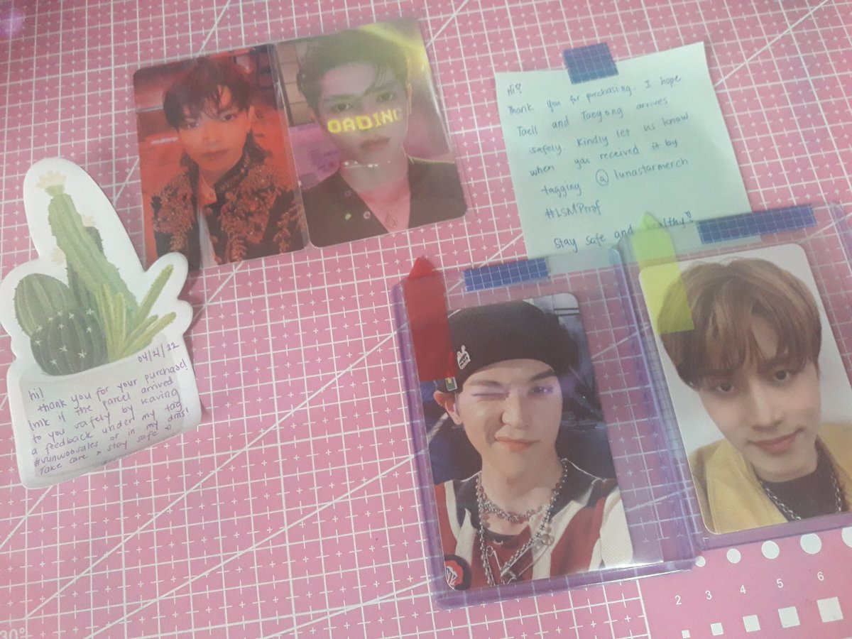 You_DKMi's tweet photo. Happy mail!!

Thank you so much @snwoogf // #sunwoosales (taeyong bading + apoy) and @lunastarmerch // #LSMProof (taeyong + taeil earthquake) for sellibgvand packing the pcs well! They got to me safe https://t.co/1nqKuIouoJ