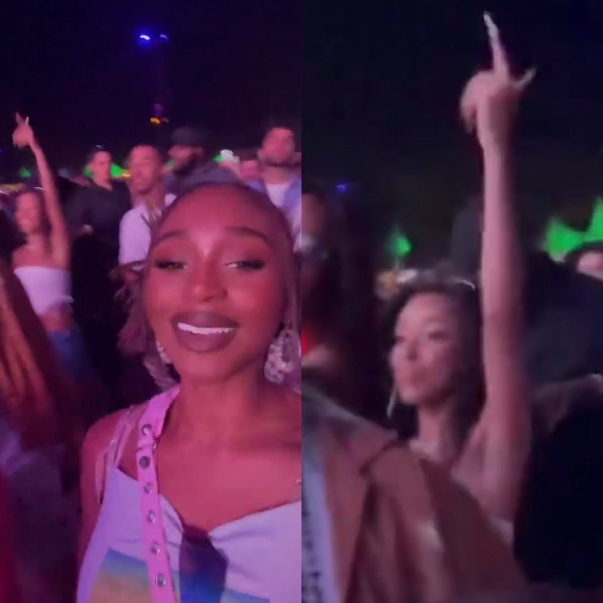 PopBase's tweet photo. Normani and Doja Cat watching Megan Thee Stallion’s #Coachella set tonight. https://t.co/2W0JOTuQSN