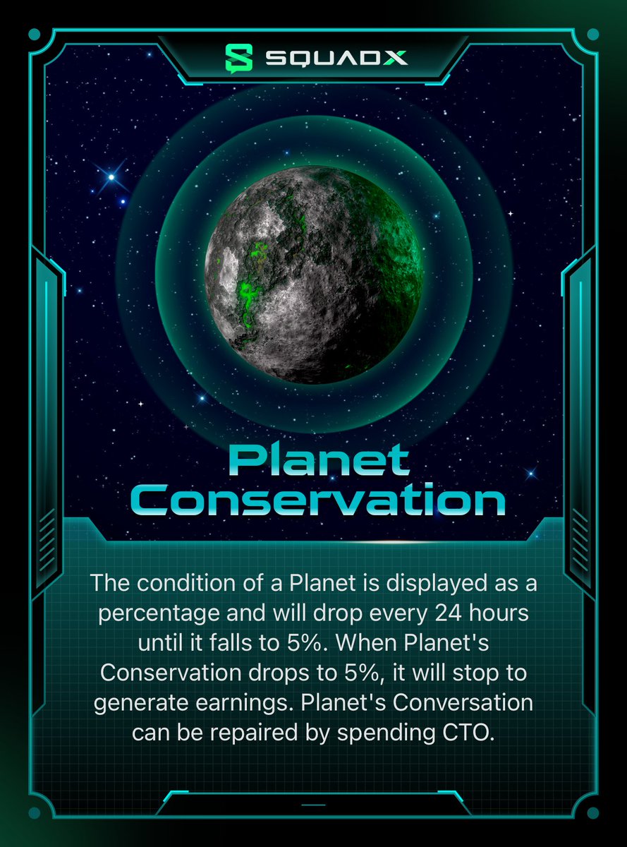 SquadXClub's tweet photo. #AboutSquadX
As the launch of SquadX Hunter, many followers wonder how to conquer a Planet.
Owning 3-5 Space Stations can conquer a Planet and you can be ready to explore and extract profits.💰

🌐Beta Website: https://t.co/jj1enMMgra
📌Whitepaper: https://t.co/wCVCLBMqDs https://t.co/XvBswcc8i9