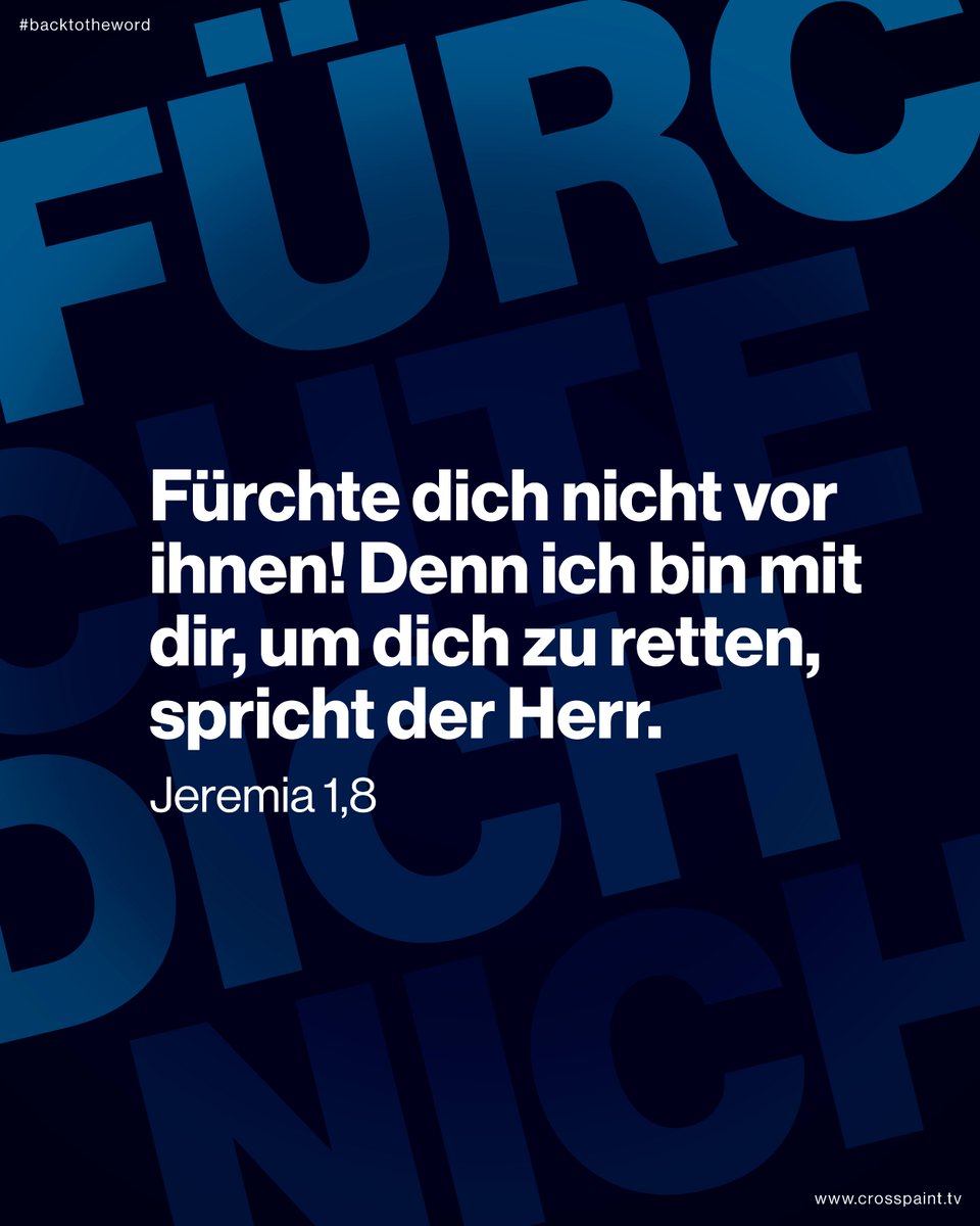 Crosspainttv's tweet photo. Diese Wort sprach der Herr zum gottesfürchtigen Jeremia.

Und genau das wünsche ich dir. Fürchte den Herrn und er wird zu dir sprechen: Fürchte dich nicht! 🙏🏽

Was für eine Ermutigung! 💪🏽

#ermutigung #zuversicht #jeremia1 #furchtdesherrn #fürchtedichnicht https://t.co/VHTCcwaAc0