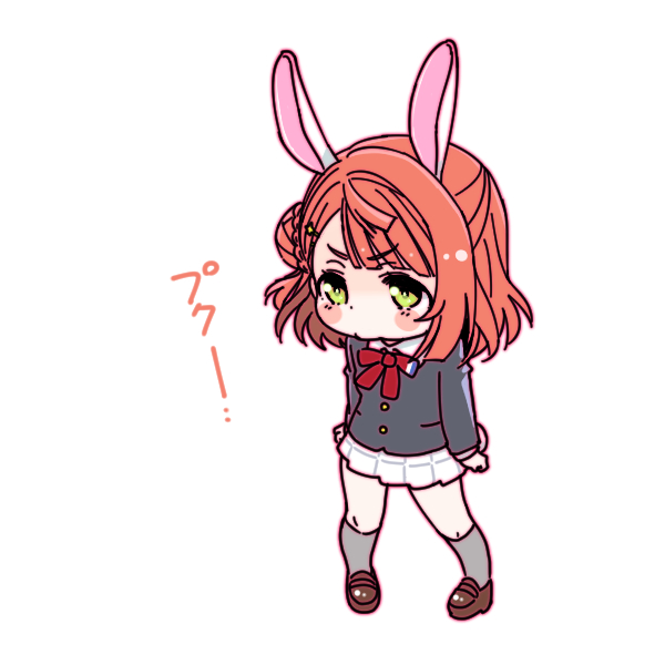 uehara ayumu 1girl animal ears rabbit ears solo hair bun skirt school uniform  illustration images